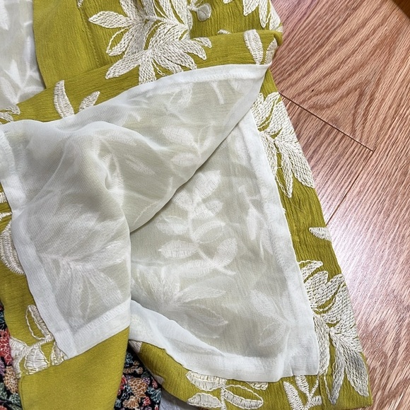 New! Zara women’s XS-S lime green embroidered leaves long kimono with pockets. - Picture 15 of 15